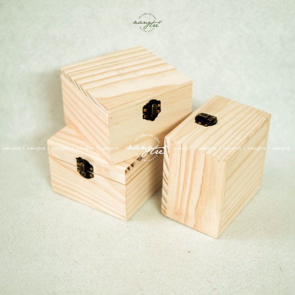 Hộp gỗ tự nhiên - hộp gỗ vuông đựng đồ(8x12x12cm)