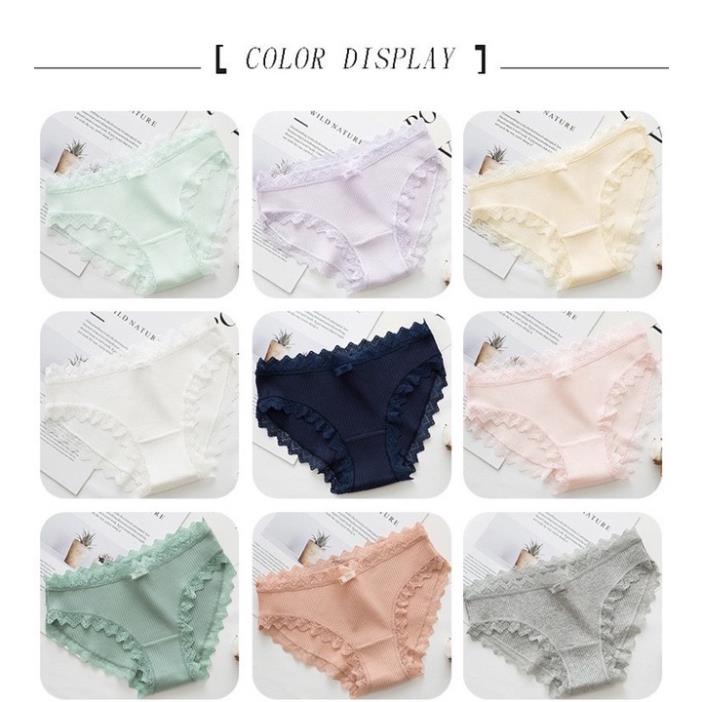 Quần Lót Nữ Cotton viền ren gân tăm kháng khuẩn hoạ tiết viền ren sexy điệu đà Mẫu 029