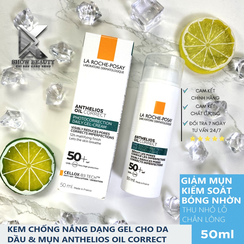 Kem Chống Nắng La Roche Posay Dạng Gel Giúp Giảm Mụn, Kiểm Soát Bóng Nhờn Anthelios Oil Correct 50ml