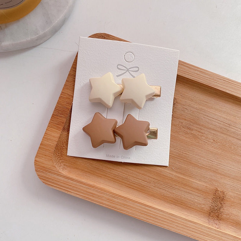Set 2 Kẹp Tóc Hình Gấu/Ngôi Sao/Trái Tim Dễ Thương Cho Bé Gái