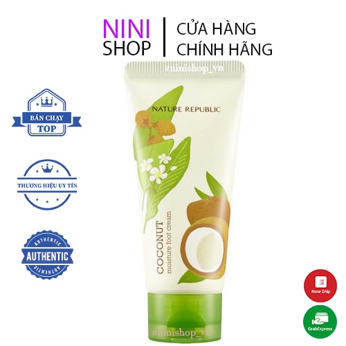 Kem dưỡng chân Nature Republic Foot &amp; Nature Coconut Moisture Foot Cream 80ml