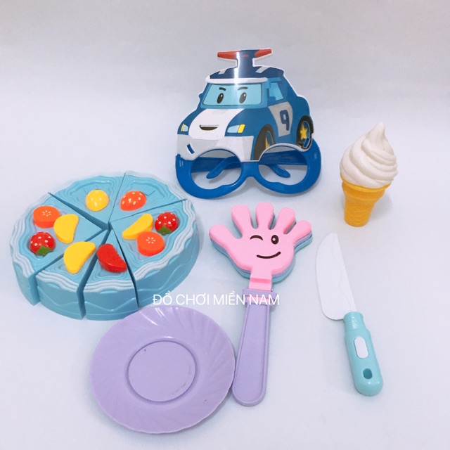 Túi đồ chơi cắt bánh kem nhiều nhân trái cây kèm phụ kiện y hình cho bé mẫu robo trái cây