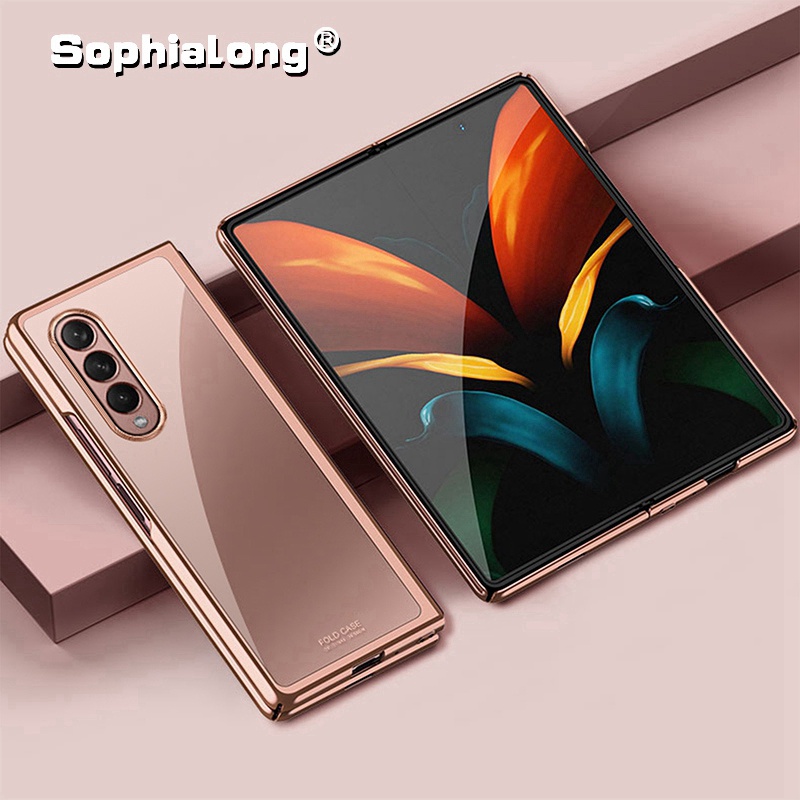 Bao Da Điện Thoại Nắp Gập Tráng Gương Trong Suốt Sang Trọng Cho Samsung Galaxy Z Fold 3 2 Fold2 Fold3 5G