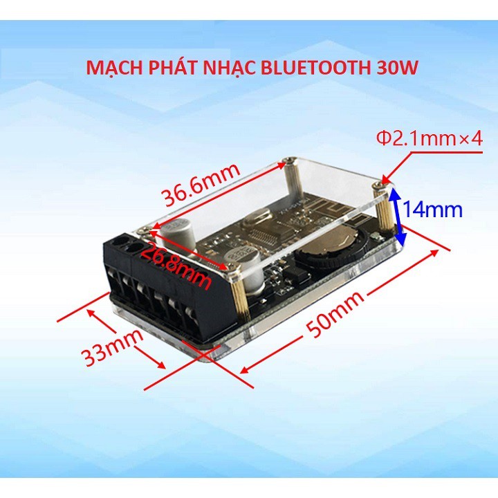 MẠCH PHÁT NHẠC CÓ BLUETOOTH VỎ MICA 30W