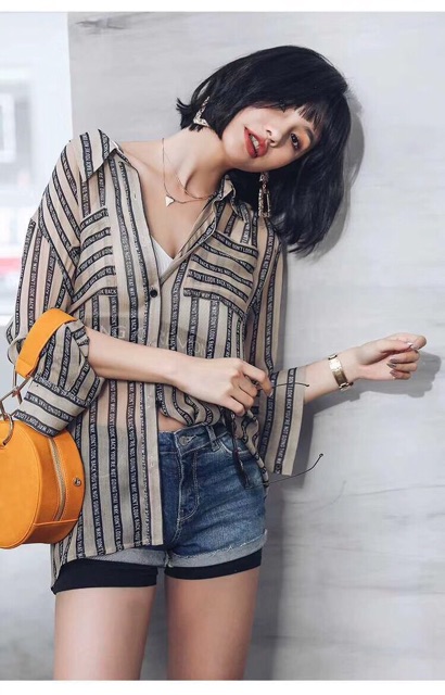 Sơmi voan kẻ hàng L1 Quảng Châu