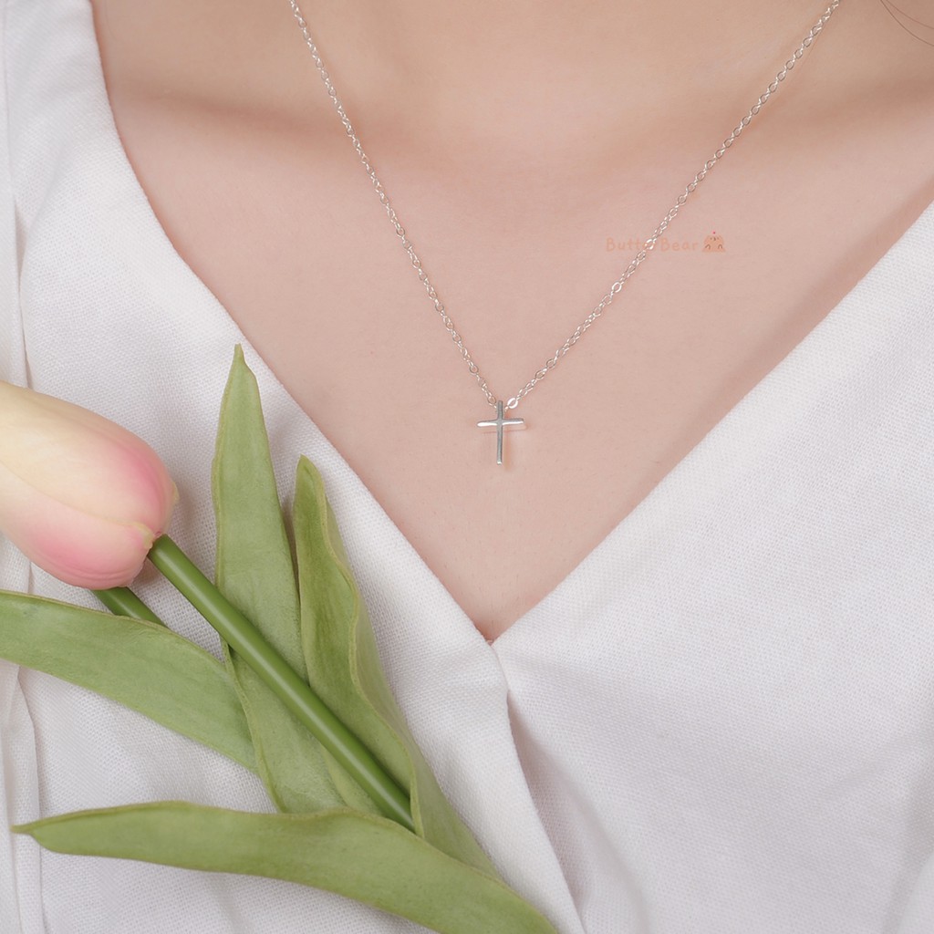 Dây Chuyền Bạc Nữ Hình Thánh Giá S083- Trang Sức Bạc ButterBear Jewellery.