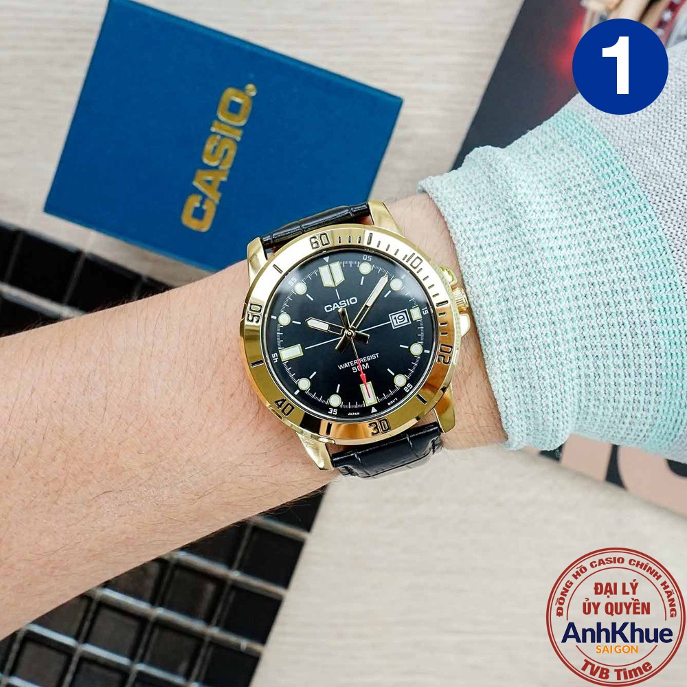 Đồng hồ nam dây da Casio chính hãng Anh Khuê MTP-VD01 Series (45mm)