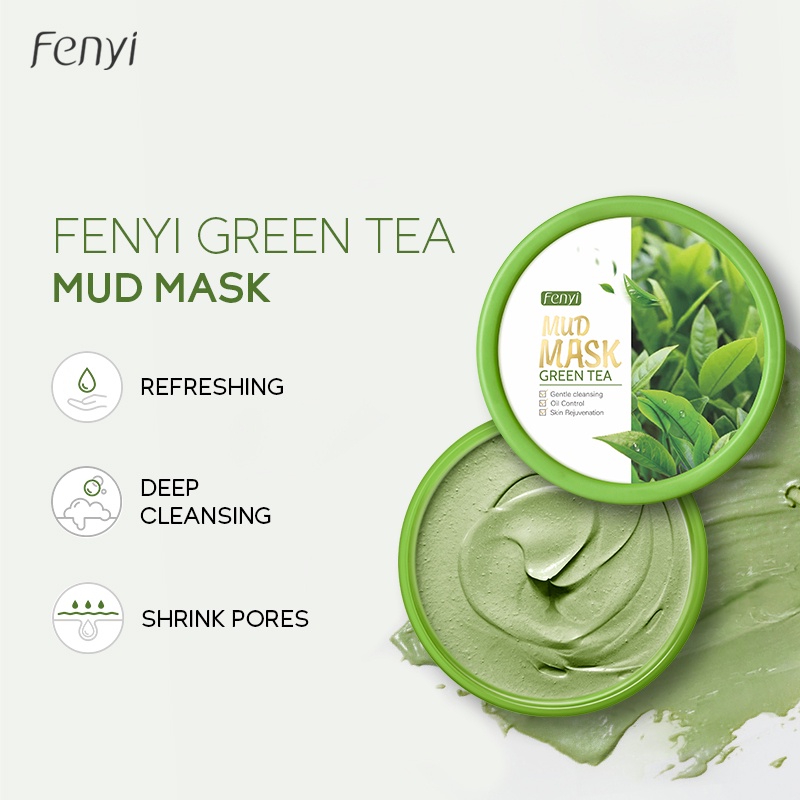 Mặt Nạ Đất Sét Fenyi 100G Tinh Chất Trà Xanh Giảm Mụn Đầu Đen Kiềm Dầu Dưỡng Trắng