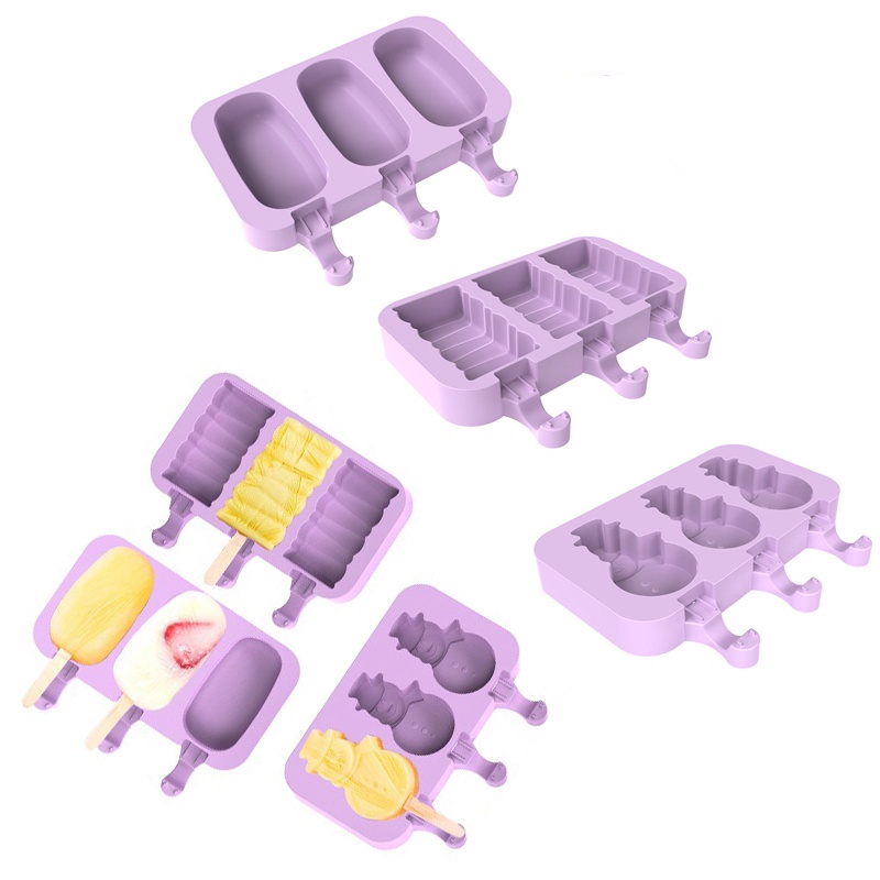 Khuôn làm kem que bằng silicone kèm 50 que DIY tiện dụng