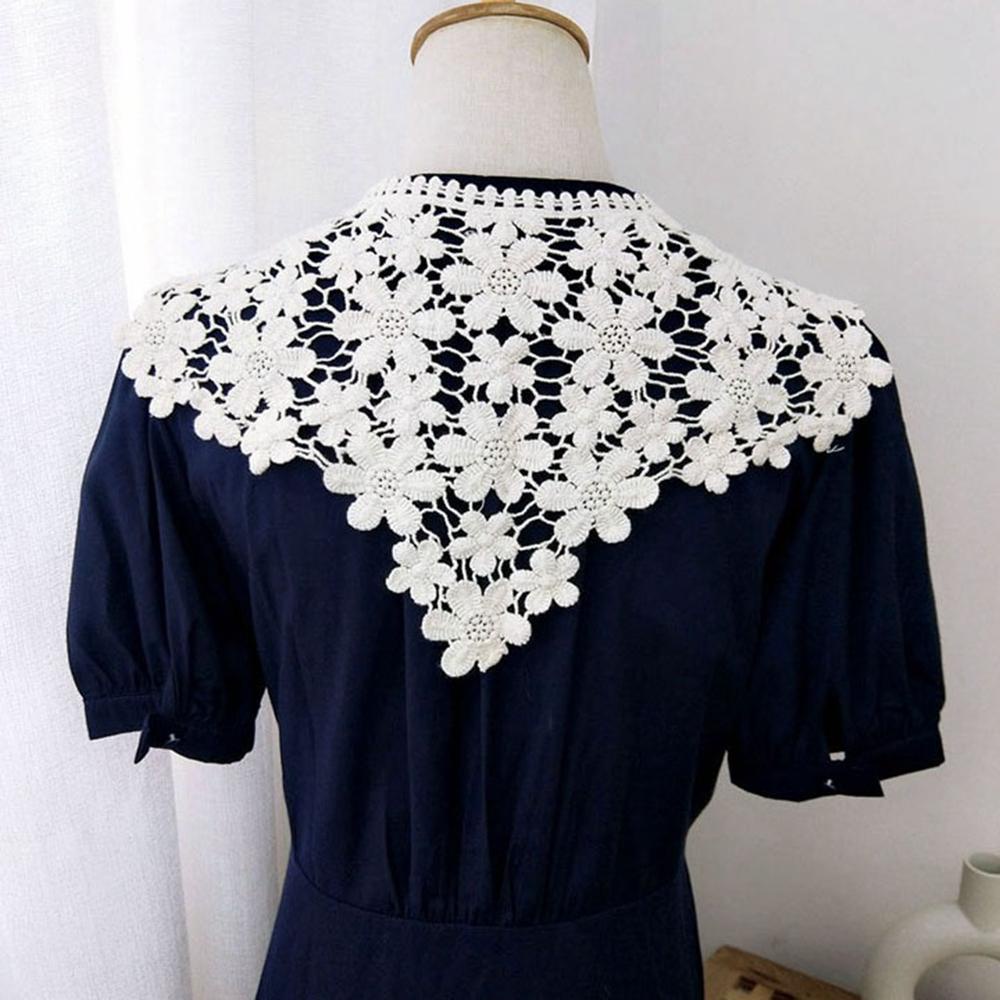 Cổ Áo Sơ Mi Giả Vải Cotton Thêu Họa Tiết Xinh Xắn