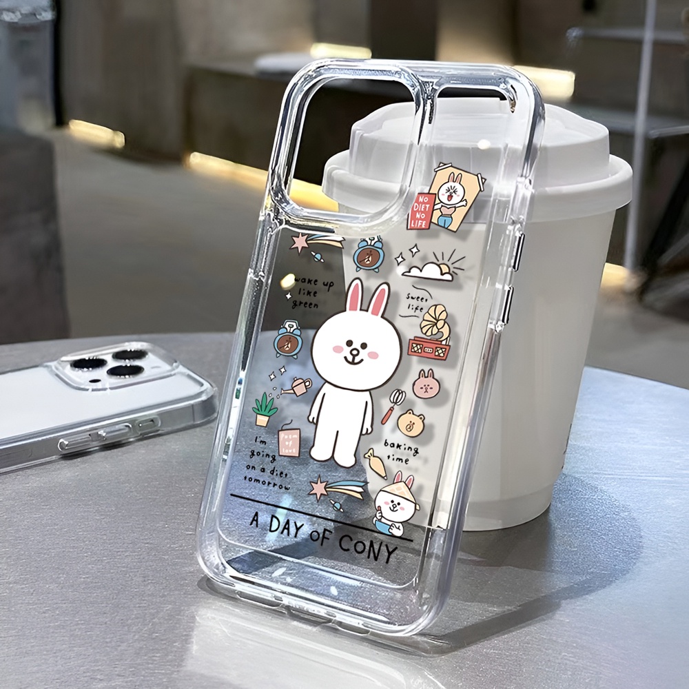 Ốp Điện Thoại Trong Suốt Hình Gấu Thỏ Cony Cho iphone 14ProMax 14Plus 13 11 12 7Plus X XR XS Max