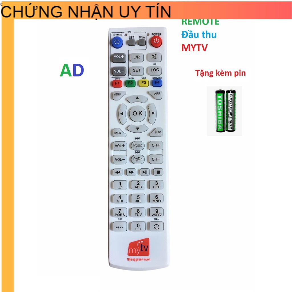 Điều Khiển MyTV - tặng kèm pin - Remote từ xa đầu thu My TV hàng zin theo máy