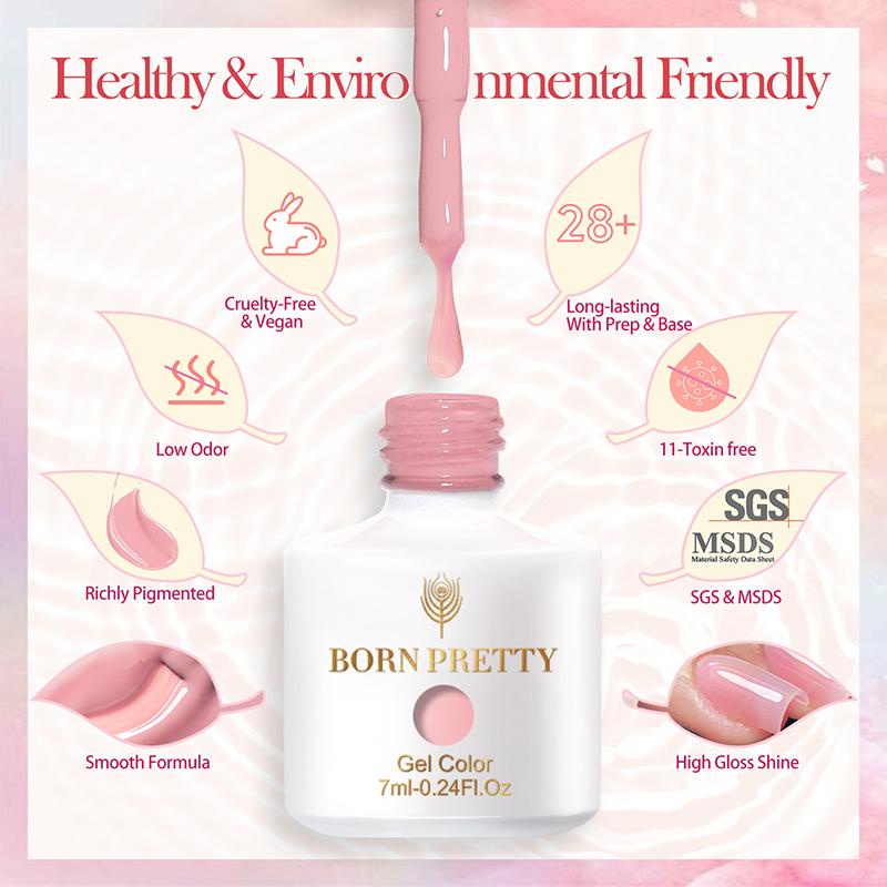 Gel sơn móng tay BORN PRETTY nhiều màu sắc trong suốt tùy chọn thời trang 7ml