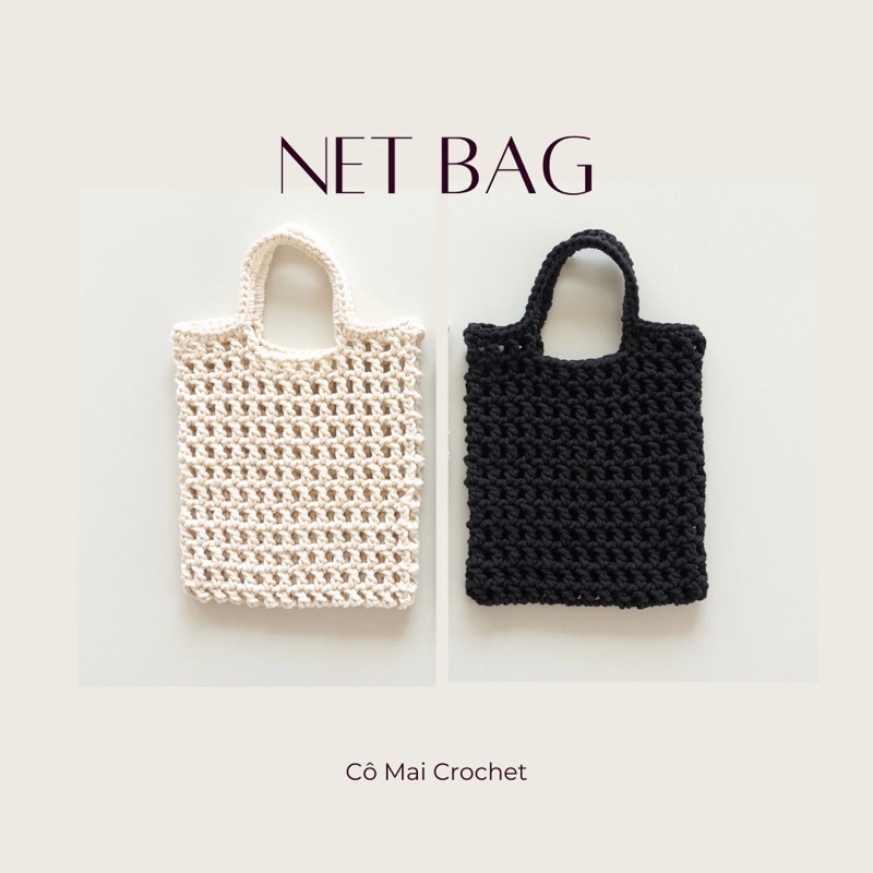 Túi xách len cotton lưới basic vintage phù hợp đi biển