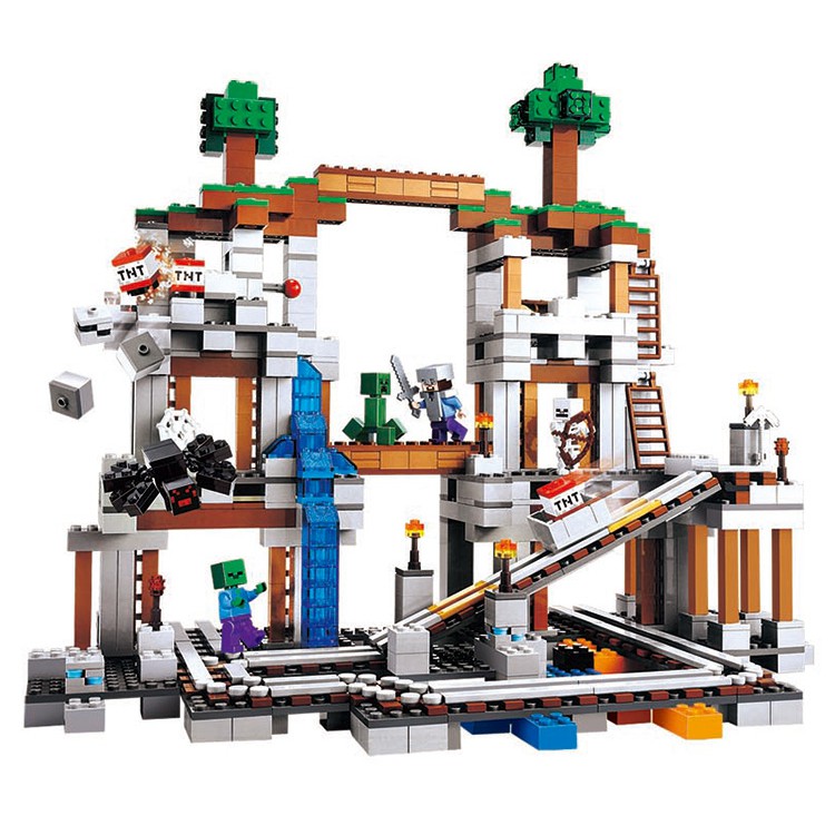 Đồ chơi lắp ráp Non Lego Minecraft Bela 10179 Xếp Mô Hình Nhà My World Minifigures khu hầm mỏ