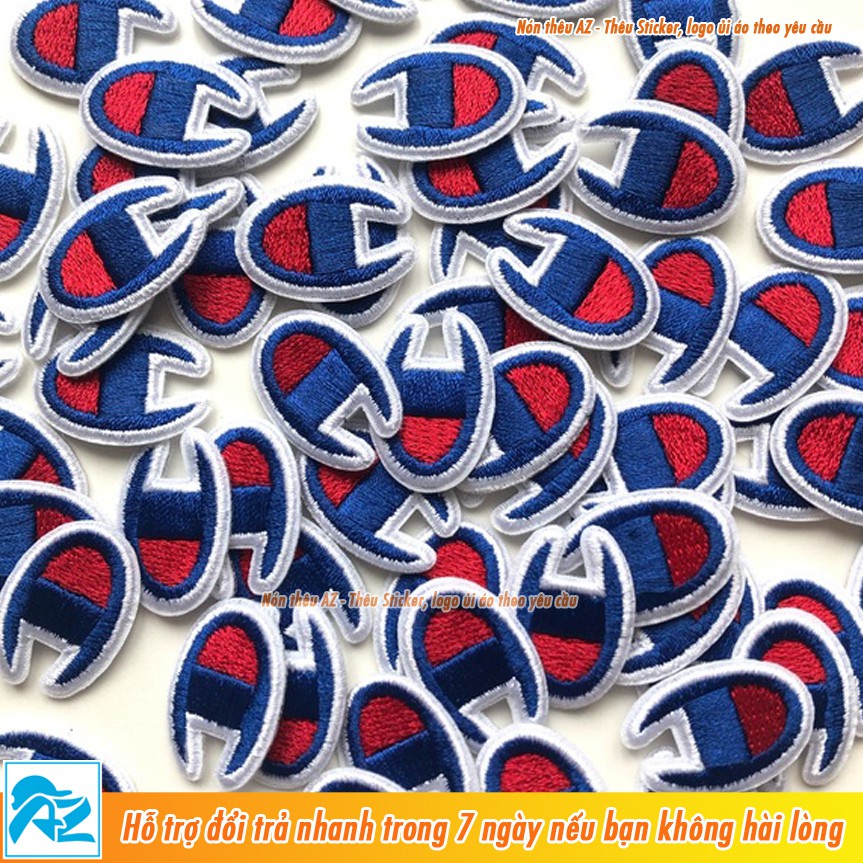 Sticker ủi thêu logo Champion - Patch ủi vá quần áo thun sơ mi balo S49