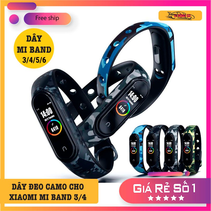 Dây Đeo Cho Mi Band 3/4 Và Mi band 5/6 Camo Màu Bộ Đội - Chất Liệu Silicone - Đẹp, Cá Tính