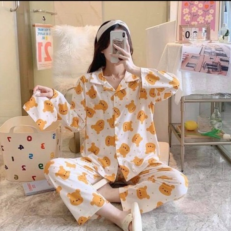 Bộ ngủ pỵjama dài tay mặc mùa thu đông