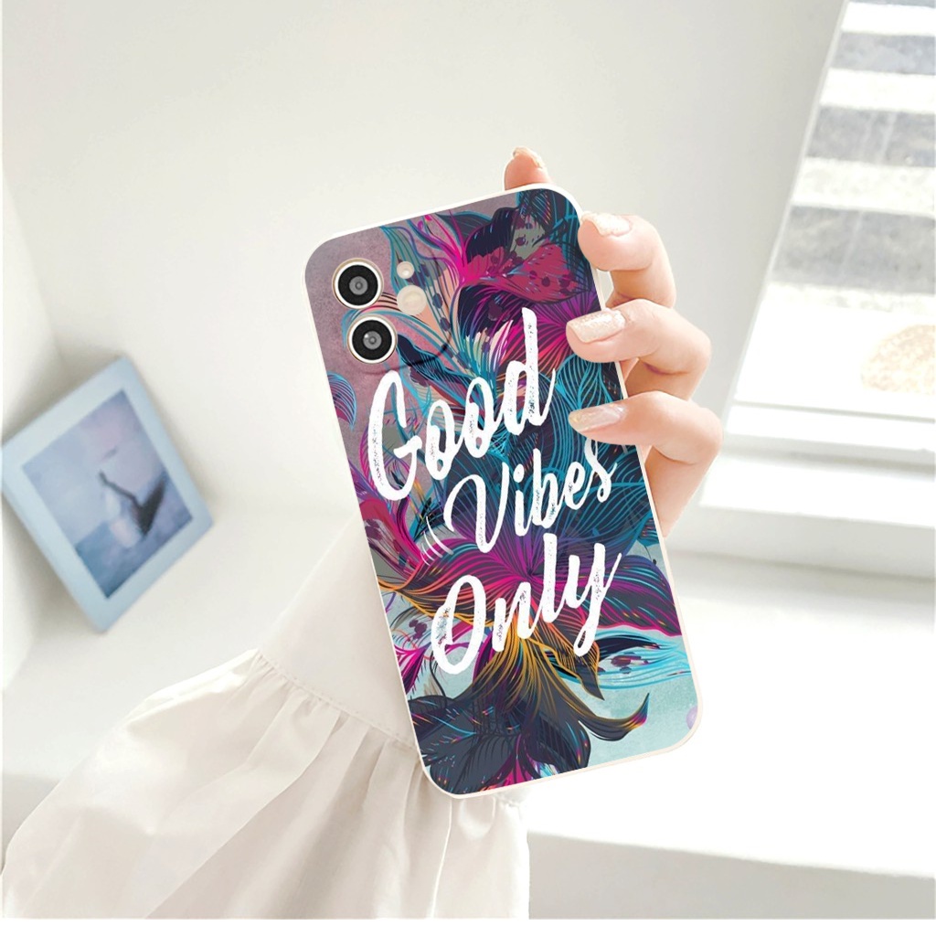 Ốp iphone - Ốp lưng iphone cạnh vuông Good vibe dành cho ip 6 đến 14promax - ng195