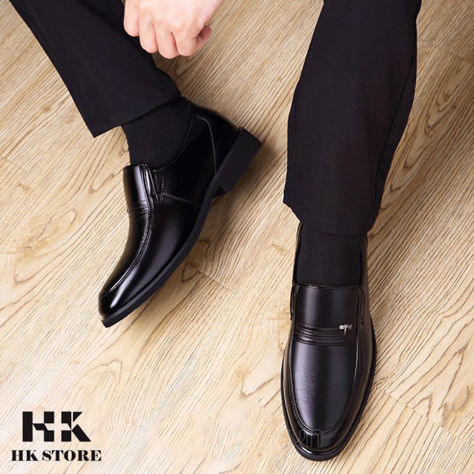 Giày nam trung tuổi cao cấp 💖 HK.STORE 💖 da bò thật 100% kết hợp đế kếp dành cho người trung tuổi cực lịch sự, êm chân