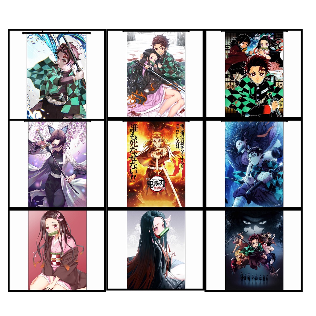 Poster vải  Yaiba Kimetsu Demon Sayler Tanjirou Nezuko  Zenitsu Shinobu Kanae Kyoujurou
