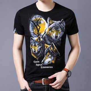 Áo thun nam hình sói 3d chất thun lạnh mát không phai màu