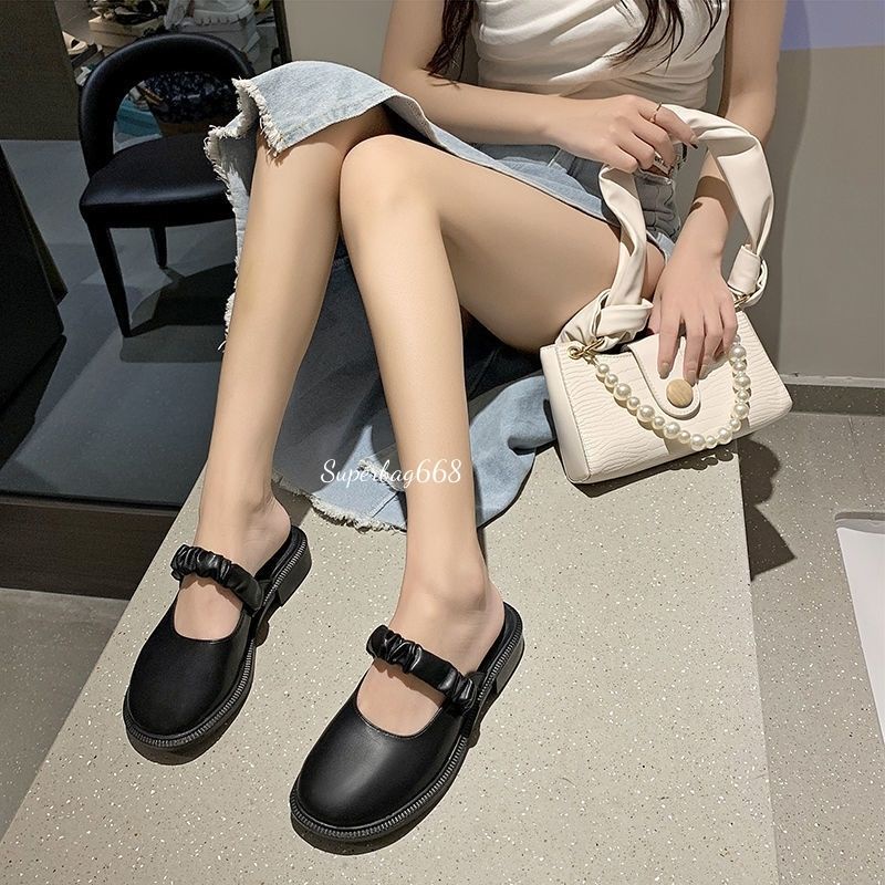 Giày Sục Nữ Vintage Lolita Tiểu Thư Da Mềm Phong Cách Hàn Quốc LÂM MINH 216