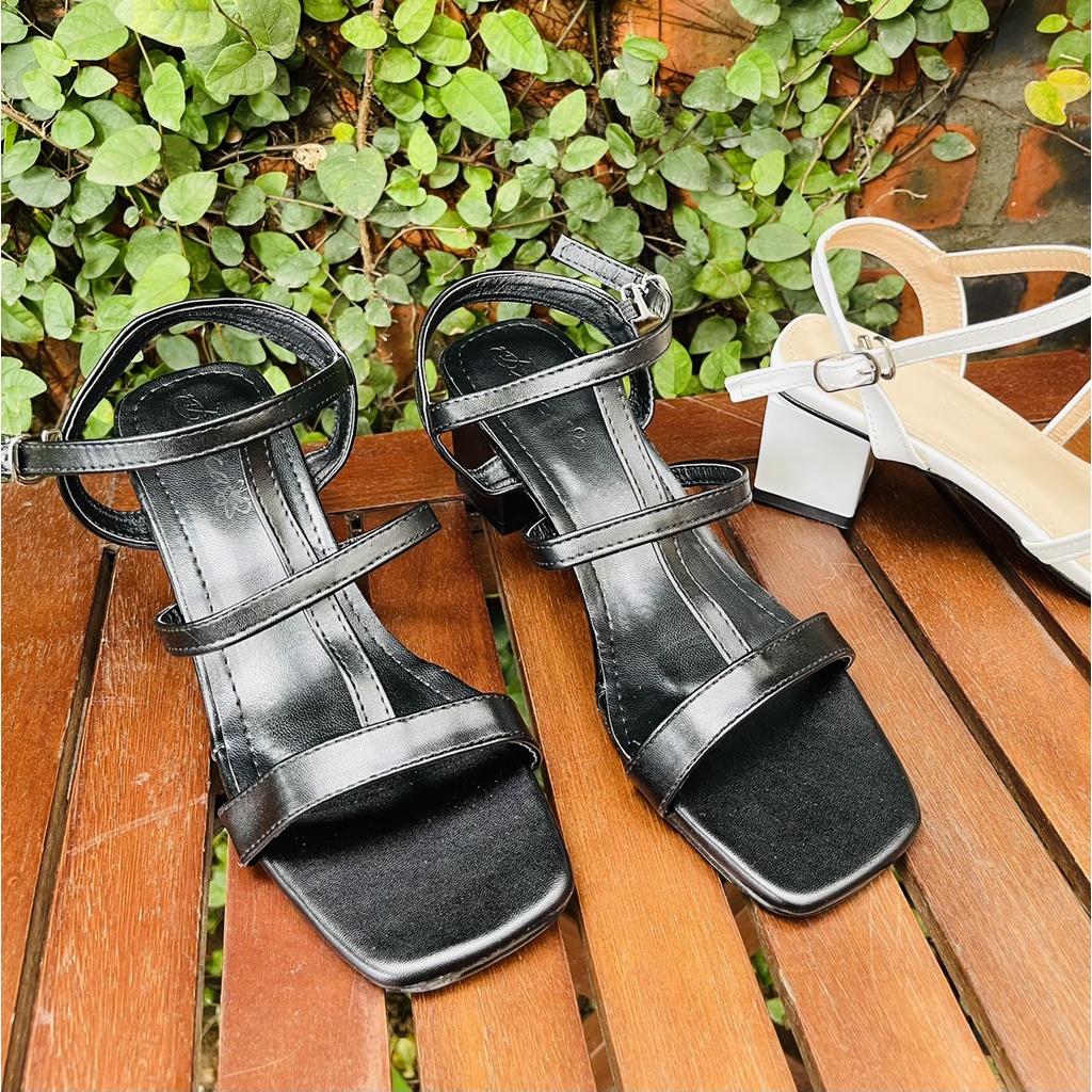 Sandal quai đan mảnh gót trụ vuông thấp - 4P