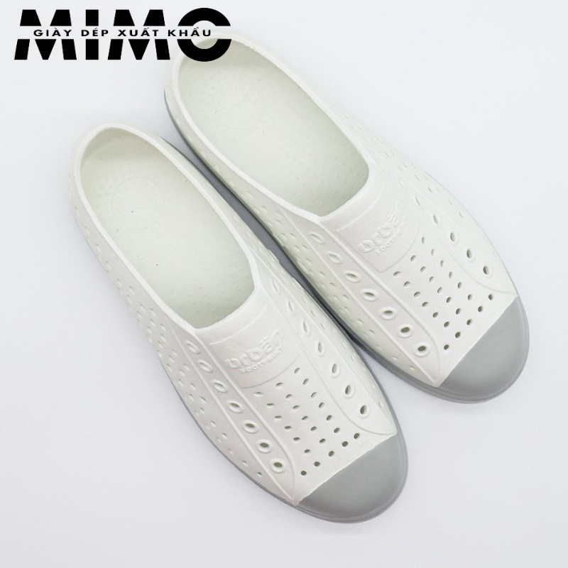 [Tặng 10 jibit] - Giày nhựa đi mưa Orban trắng viền xám siêu êm mềm nhẹ, bền đẹp, chống trơn trượt cho nam nữ