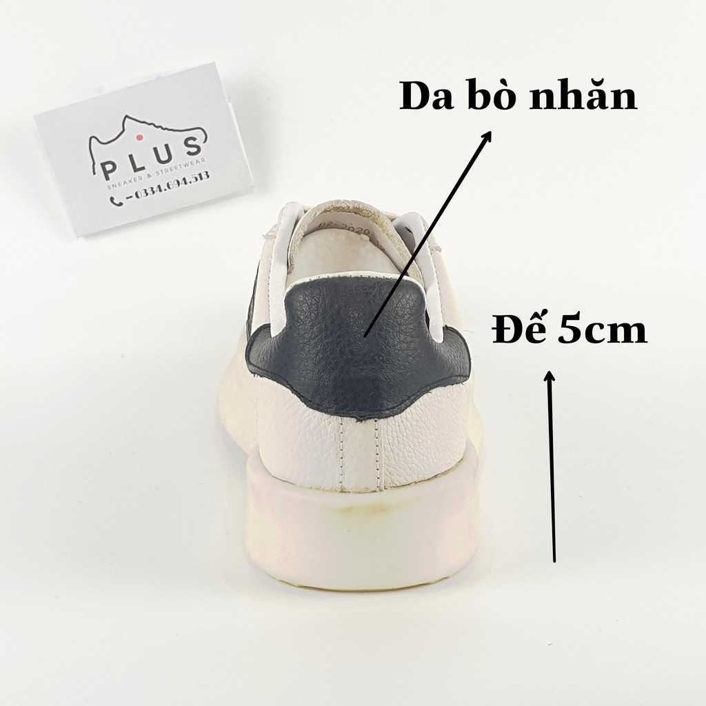 Giày thể thao sneaker 𝐀𝐃𝐈𝐃𝐀𝐒 𝐒𝐎 - thân giày da đế cao su đúc liền - cổ thấp đế cao 5cm - màu sắc nâu phối trắng