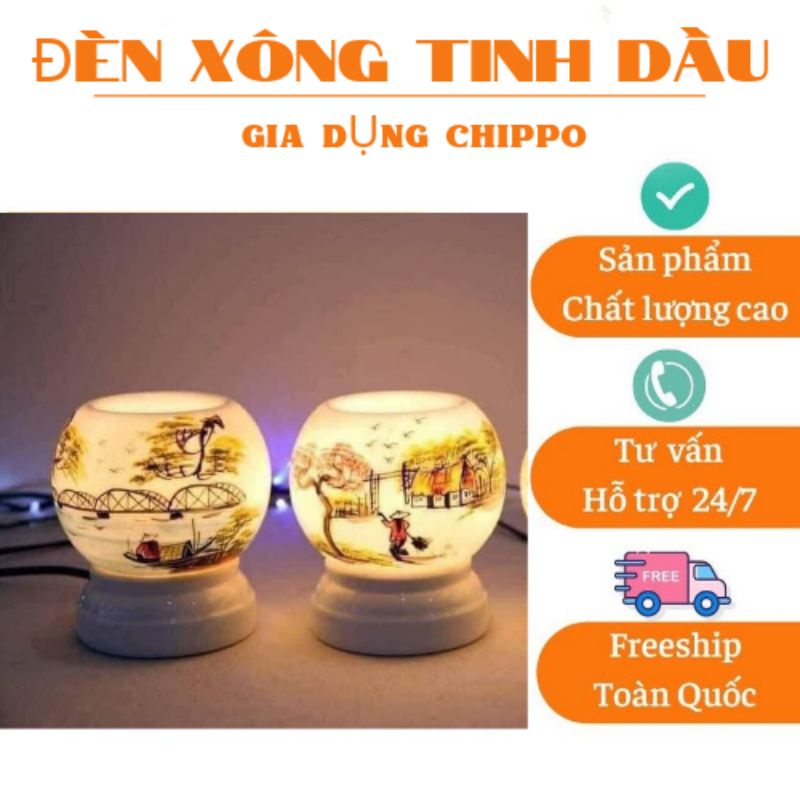 Đèn xông tinh dầu sứ Bát Tràng thơm phòng đuổi muỗi ,hình Tròn 12 x15cm cỡ lớn