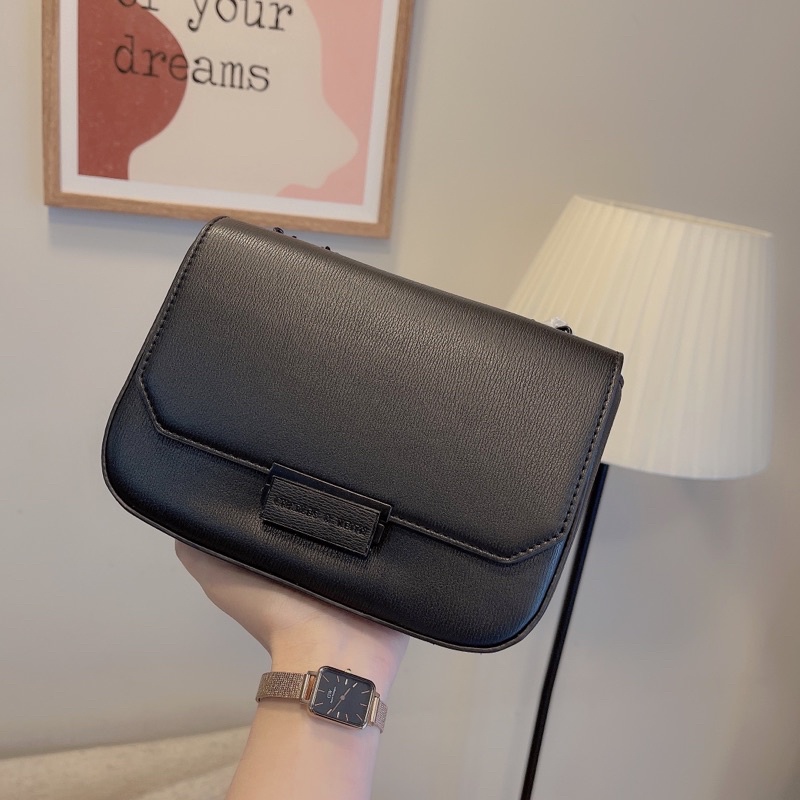 Túi nắp bấm full tag đen