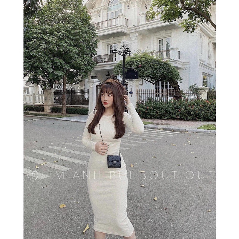 VNU0022 - VÁY BODY NHUNG TĂM TRƠN CỔ TRÒN | BigBuy360 - bigbuy360.vn