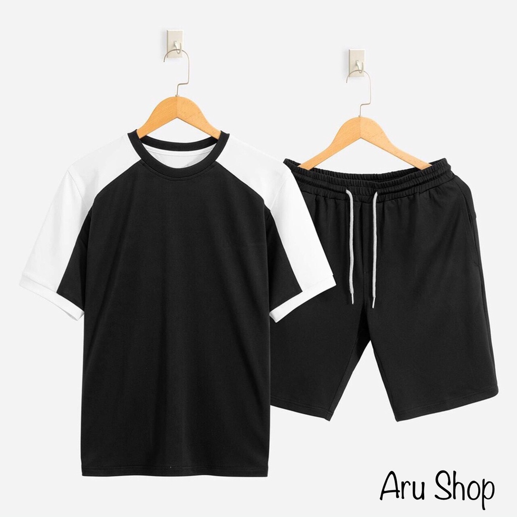 Bộ quần áo mùa hè nam ngắn tay cổ tròn Aru Shop