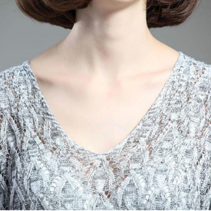 Áo Sweater tay cánh dơi cổ chữ V thiết kế mới thời trang dành cho nữ