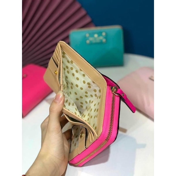 TNS-Ví ngắn cầm tay có ngăn tiền dài Kate spade-chất da mềm xịn sò-tone màu sáng
