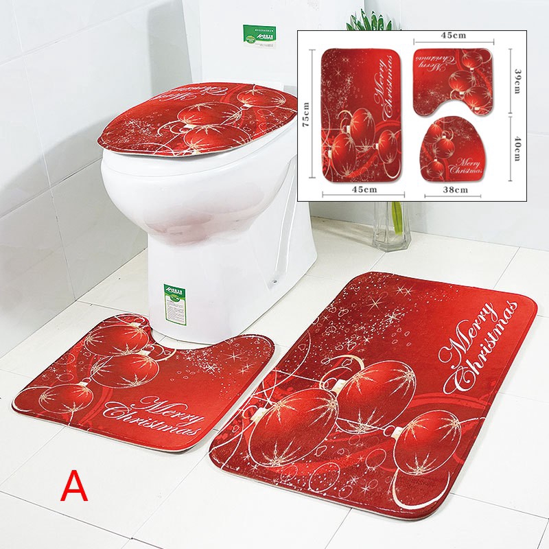 Wyl set 3 Thảm Lót Sàn Nhà Tắm Chống Trượt Hình Ông Già Noel Cây Thông Giáng Sinh