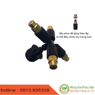 combo 5 béc phun sương 4 hướng đầu đồng chân ren 21