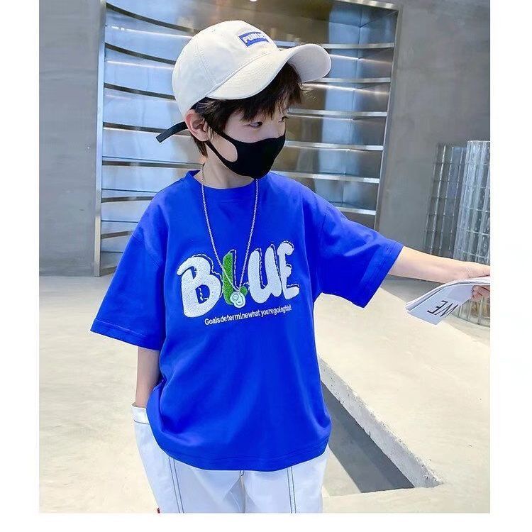 [Grow Up with You] Áo Thun Cotton Mỏng Tay Ngắn Dáng Rộng Thời Trang Mùa Hè Dành Cho Bé Trai 2022