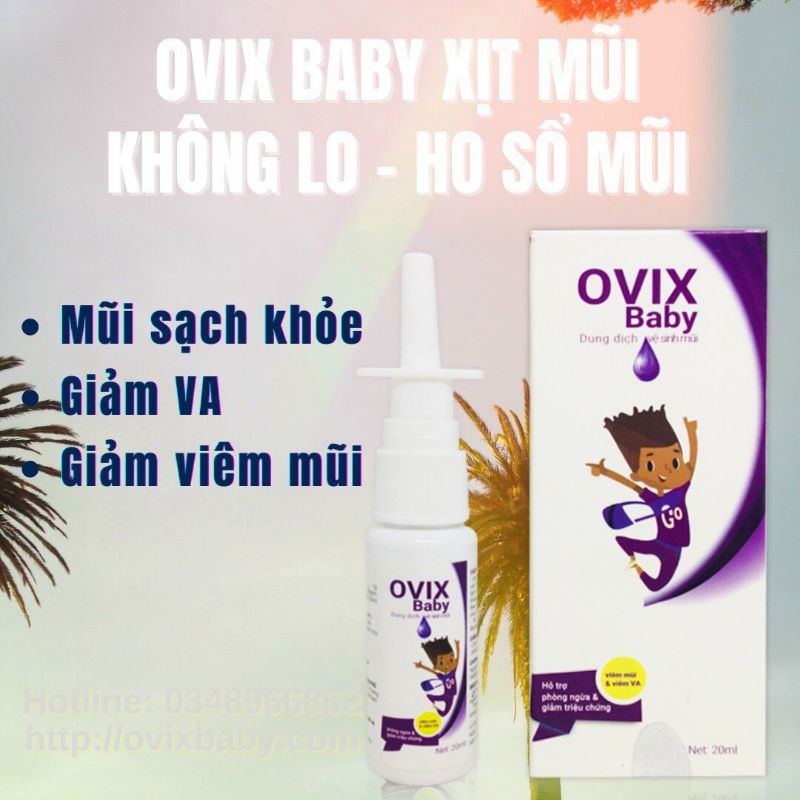 Ovixbaby xịt mũi làm sạch chất nhầy, giảm viêm mũi 20ml