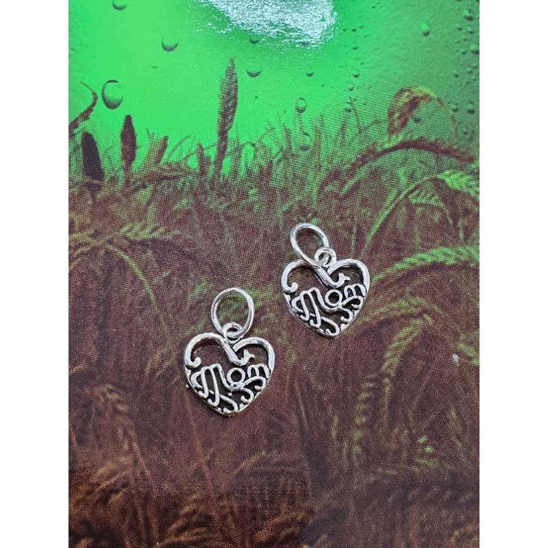 Charm bạc treo trái tim chữ Mom - bạc 925
