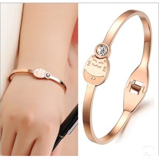 Vòng tay titan con mèo may mắn tomato mạ vàng 14k