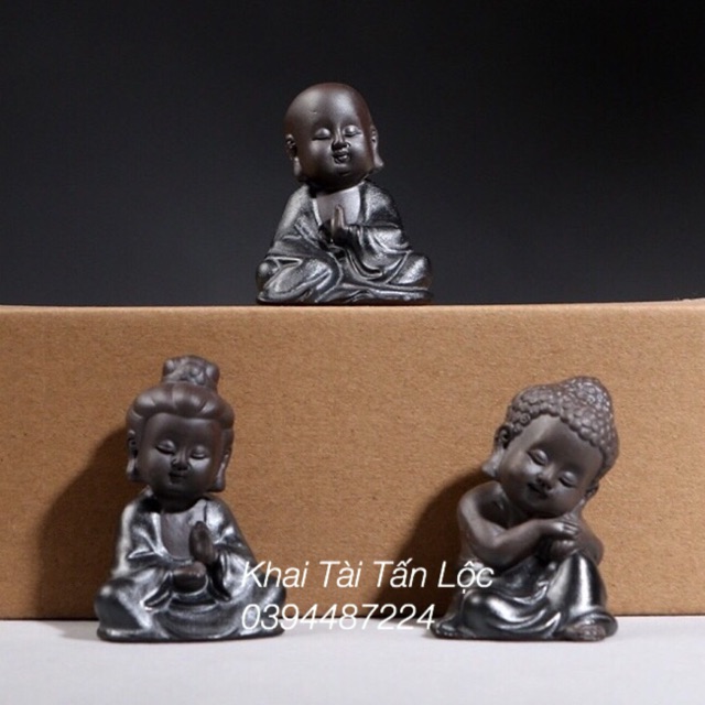 Bộ 3 tượng Phật gốm tử sa mẫu cực hiếm