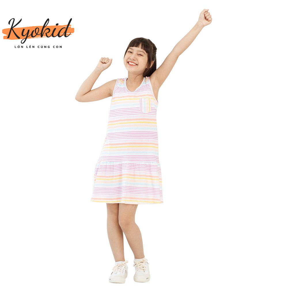Đầm bé gái sát nách in tim, váy đầm bé gái chất liệu mềm mịn thoáng mát, size đại 20-40 kg, K20