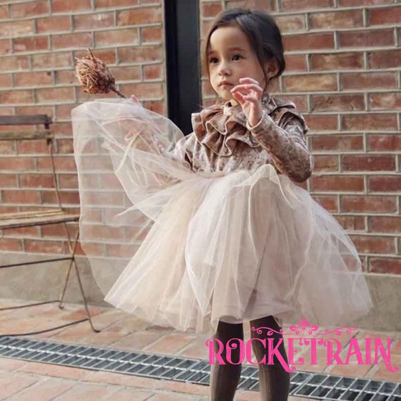 Đầm công chúa phối vải nhung xinh xắn cho bé gái