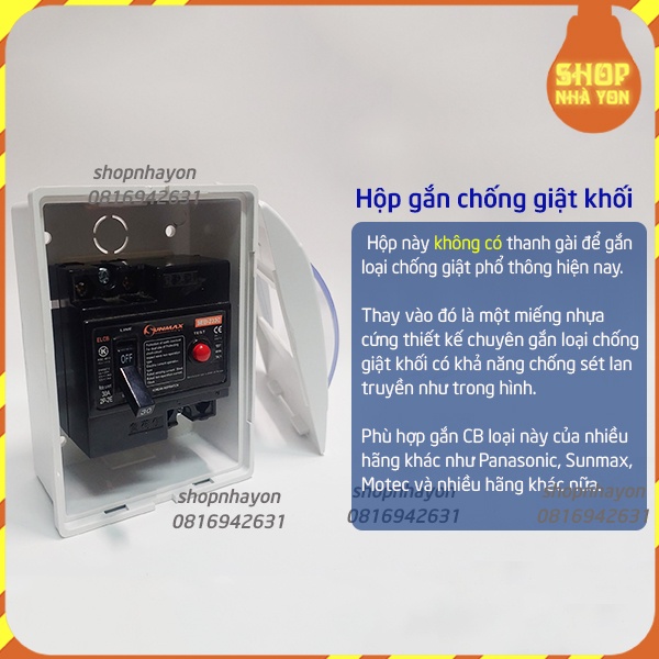 Hộp chứa CB khối 2 Fa 3 Fa có nắp che cống mưa, bụi và trẻ em khỏi điện giật