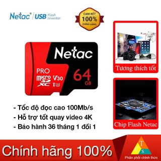 Thẻ nhớ MicroSD 64Gb Netac U3 Pro 100Mb/s
