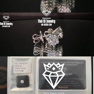 bông tai kim cương nhân tạo 5.4  mm D - IF 10k gold