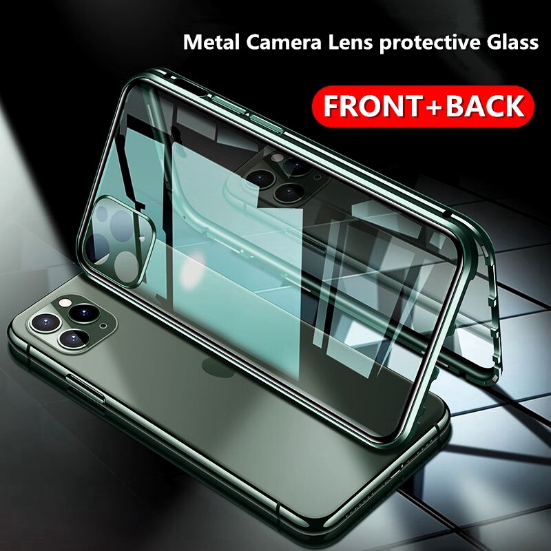 Ốp điện thoại cường lực nam châm chống sốc kèm phụ kiện bảo vệ lens máy ảnh dành cho iphone 11 Pro Max /X XS XR