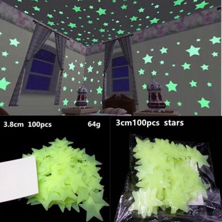Bộ 100 Ngôi Sao Dán Tường Dạ Quang HEINLER phát sáng trong đêm